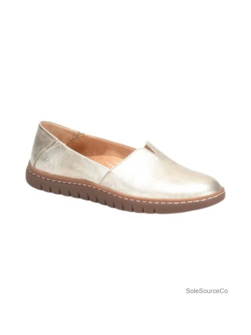 Sebra II Metallic Leather Pull-On Flats Lightweight Casual Walking Shoes